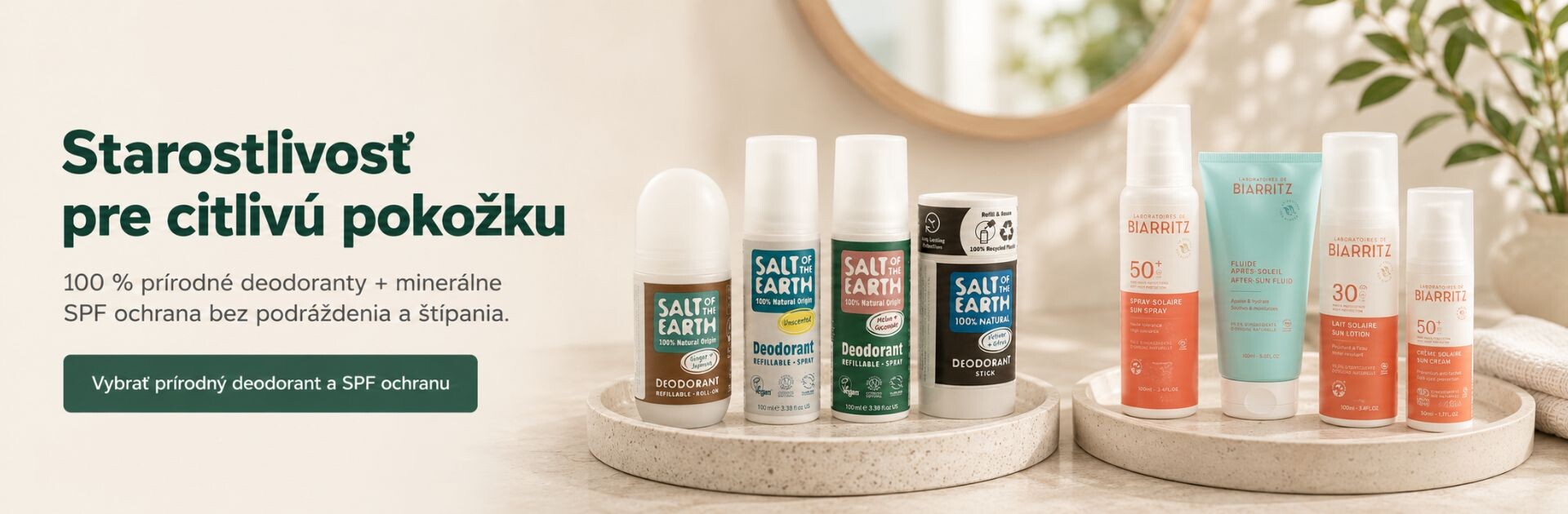 Prírodné deodoranty a minerálne SPF mlieka