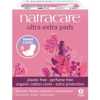 Natracare Dámske EKO vložky Ultra EXTRA LONG s krídelkami, 8 ks