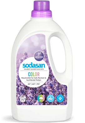Sodasan EKO color tekutý prací prostriedok na farebné prádlo LEVANDUĽA, 1,5l