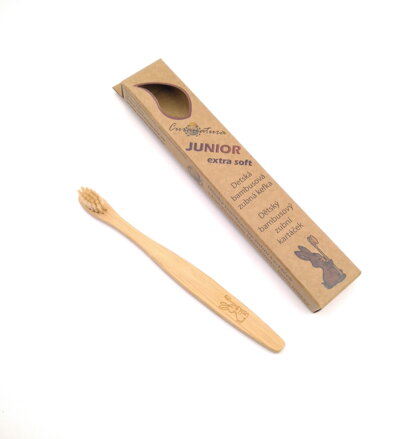 Curanatura Eko detská zubná kefka JUNIOR, mäkká (štetinky z bambusu)