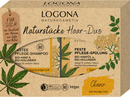 Logona Darčekový set - tuhý konopný šampón a tuhý kondicionér baza