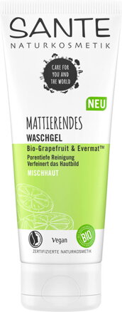 Sante Zmatňujúci čistiaci gél BIO Grapefruit a Evermat na zmiešanú pleť, 100ml