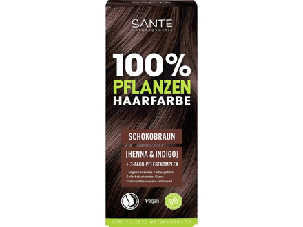 SANTE Farba na vlasy prášková - ČOKOLÁDOVÁ HNEDÁ, na stredne blond až tmavé hnedé vlasy, 100 g
