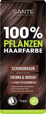 SANTE Farba na vlasy prášková - ČOKOLÁDOVÁ HNEDÁ, na stredne blond až tmavé hnedé vlasy, 100 g