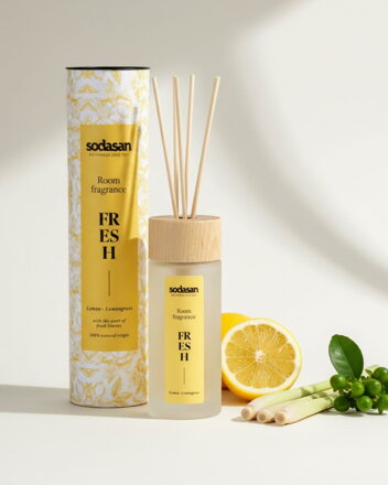 Sodasan Prírodná bytová vôňa DIFUZÉR tyčinkový - FRESH citrón a lemongrass, 200 ml