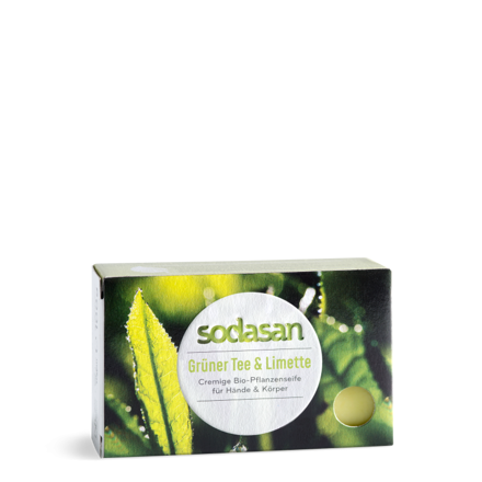 Sodasan Bio mydlo zelený čaj a limeta na ruky a telo, 100 g