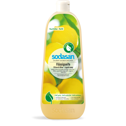 Sodasan Bio tekuté mydlo na ruky CITRUS a OLIVA, 1l