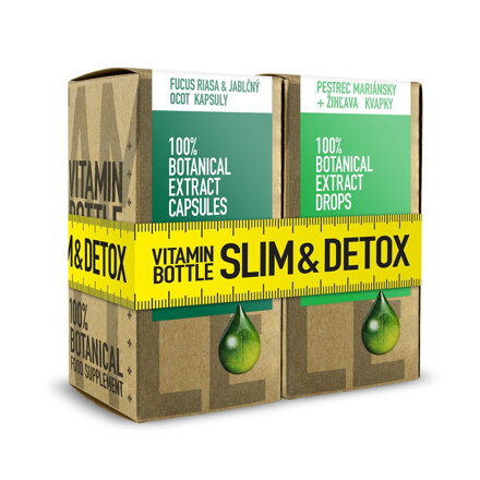 Vitamin Bottle SLIM & DETOX ǀ chudnutie a detox ǀ fucus riasa s jablčným octom 60 kapsúl + pestrec mariánsky so žihľavou 50 ml