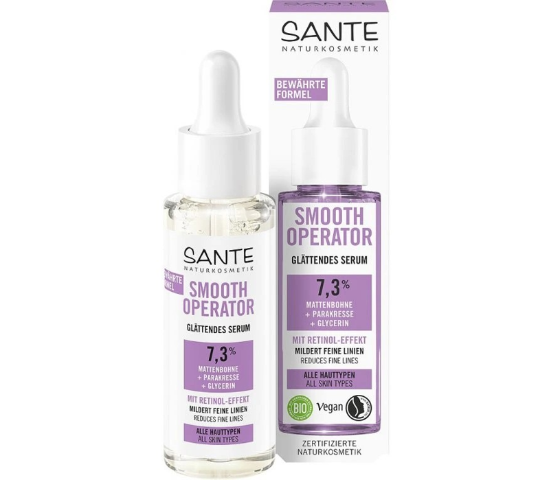 Sante Vyhladzujúce rozjasňujúce pleťové sérum ANTI-WRINKLE, Smooth Operator 30 ml Sante Vyhladzujúce rozjasňujúce pleťové sérum ANTI-WRINKLE, Smooth Operator 30 ml