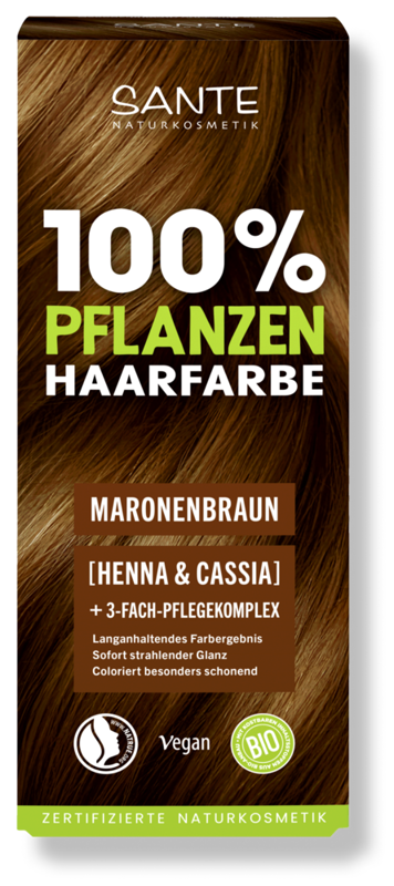 SANTE Farba na vlasy prášková - GAŠTAN, na stredný blond až hnedé vlasy, 100 g