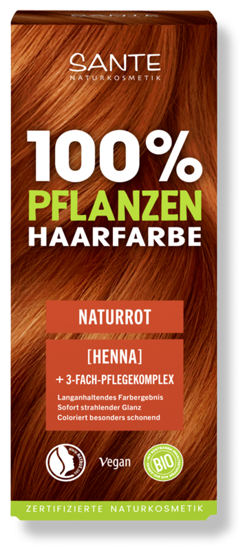 SANTE Farba na vlasy prášková - ČERVENÁ, na svetlý blond až stredne hnedé vlasy, 100 g