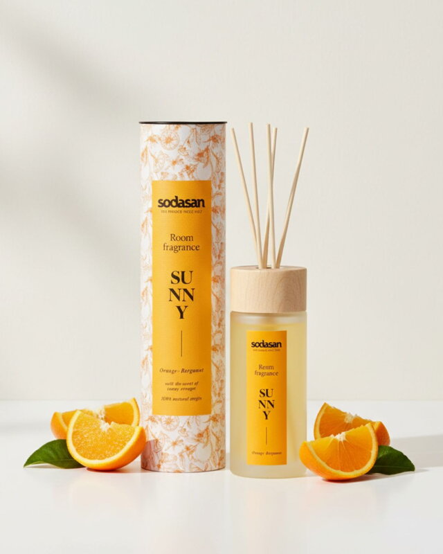 Sodasan Prírodná bytová vôňa DIFUZÉR tyčinkový - SUNNY pomaranč a bergamot, 200 ml