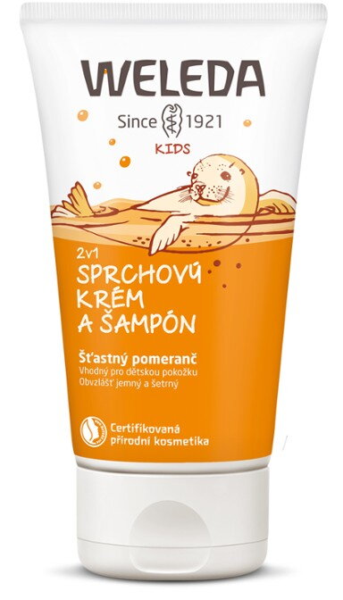 Weleda Detský 2v1 sprchovací krém a šampón Šťastný pomaranč, 150 ml