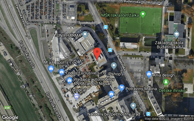 Google map: Budatínska 20, Bratislava
